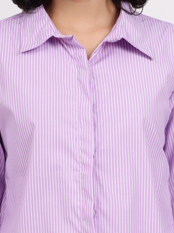 Women Regular Fit Striped Spread Collar Casual Shirt - Image 7
