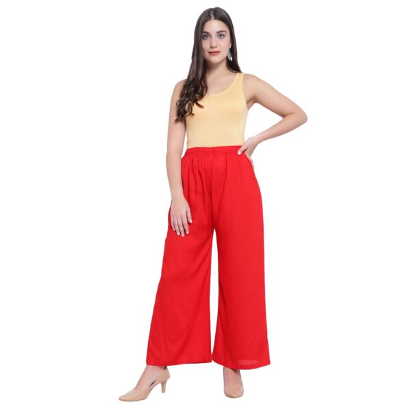 red Cotton Palazzo Nksa Fashion
