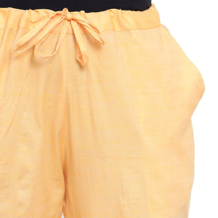 Yellow Cotton stretchable pants