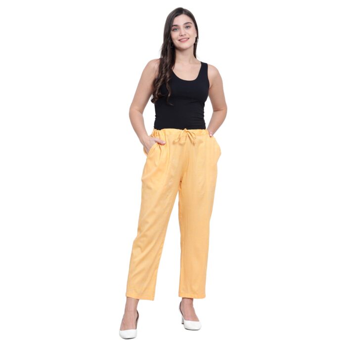 Yellow Cotton stretchable pants - Image 5