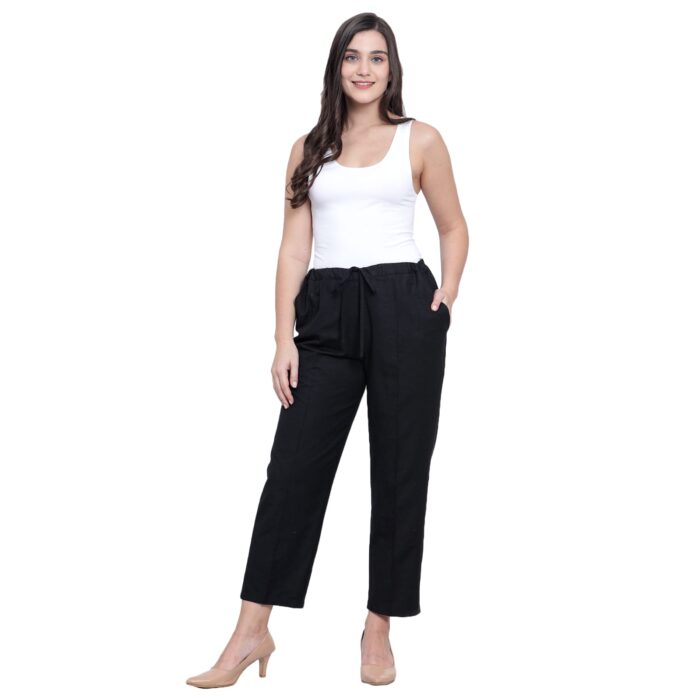 Black Cotton stretchable pants - Image 2