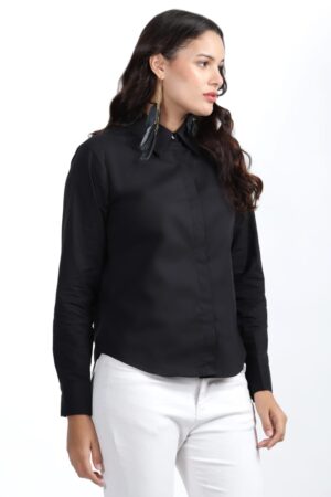 Nksa Fashion Women Formal Black Shirt