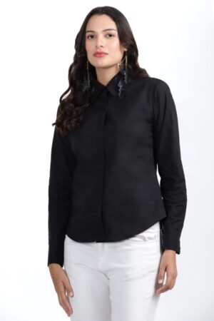 Nksa Fashion Women Formal Black Shirt