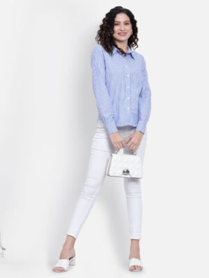 women blue shirt Nksa