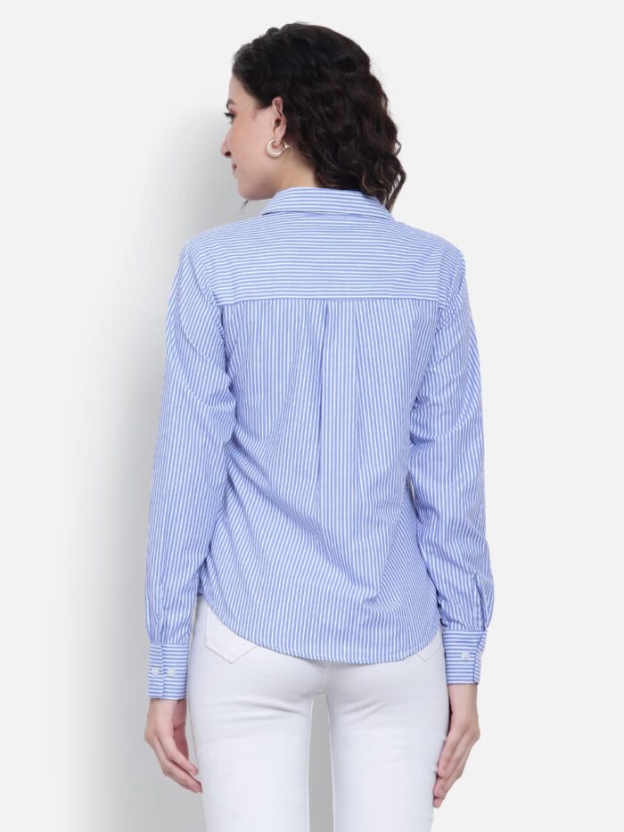 Women's Blue Pinstripe Shirt - Image 3