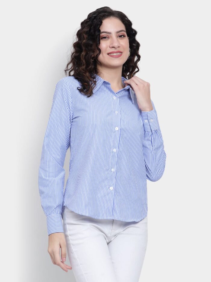 Women's Blue Pinstripe Shirt