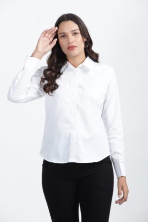 Nksa Fashion Women Formal White Shirt