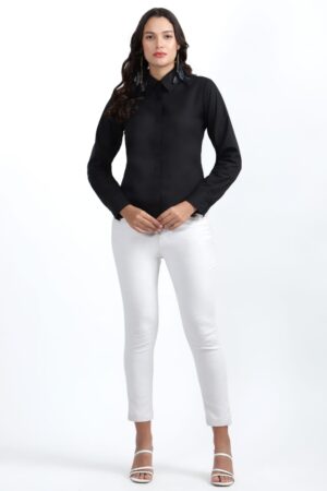 Nksa Fashion Women Formal Black Shirt