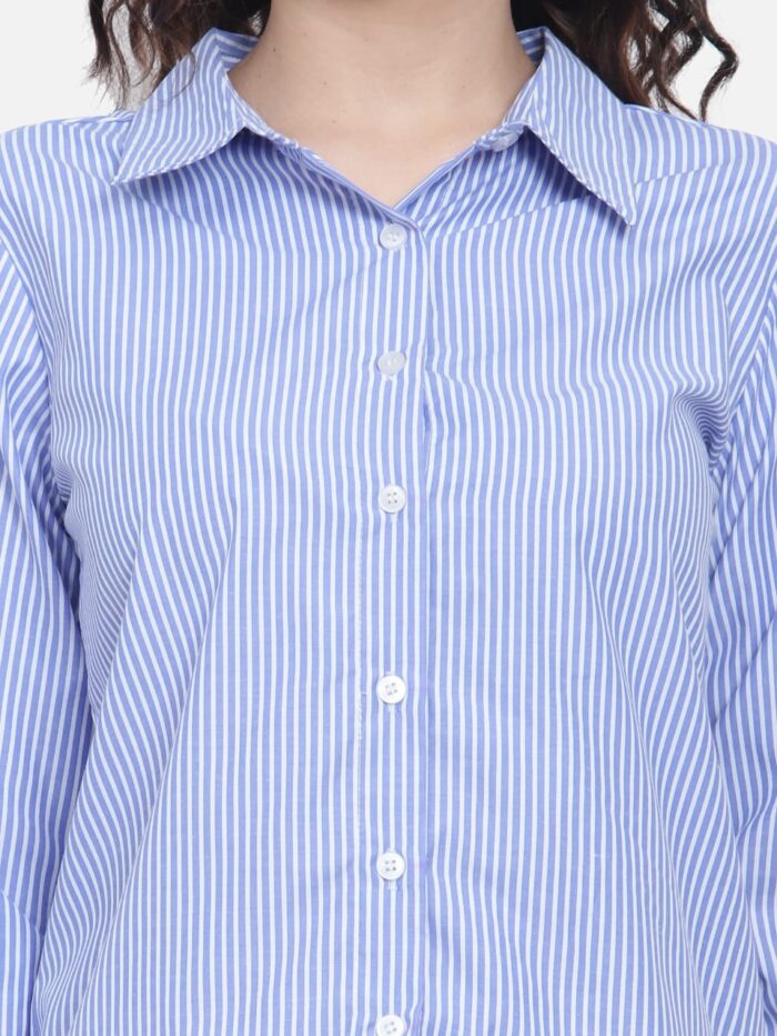 Women's Blue Pinstripe Shirt - Image 2
