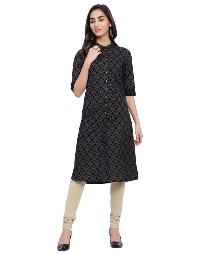 Geometric Print A-Line Kurta - Image 2