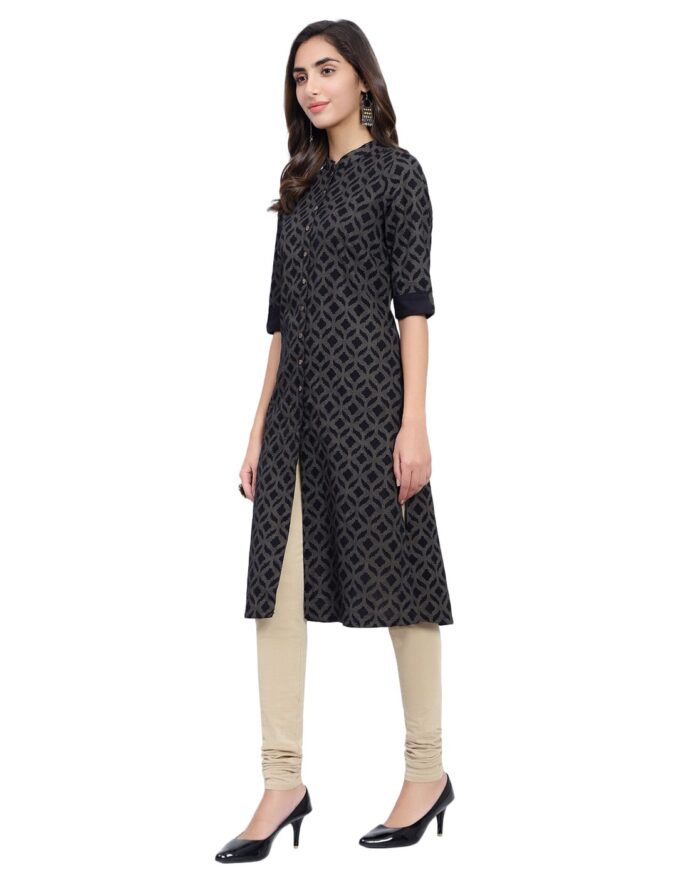 Geometric Print A-Line Kurta - Image 3
