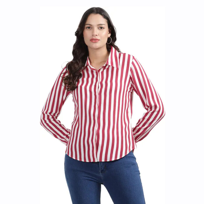 Women Regular Fit Solid Spread Collar Casual Shirt