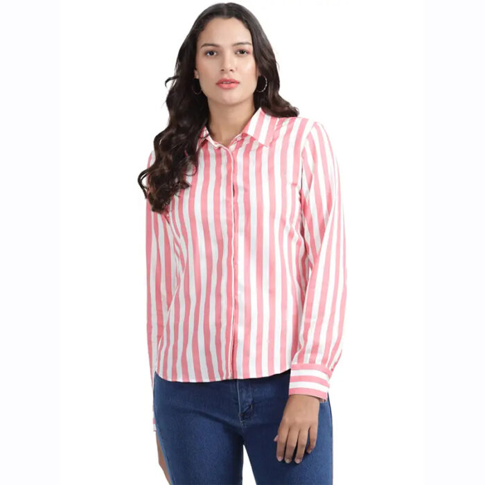 White Striped Women Shirt