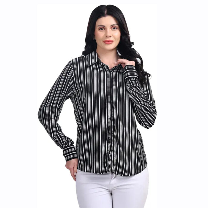 Women Regular Fit Striped Spread Collar Casual Shirt