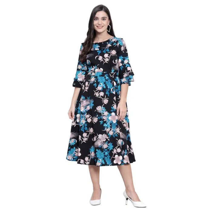 Women Gown Black, Light Blue, Beige Midi/Calf Length Dress