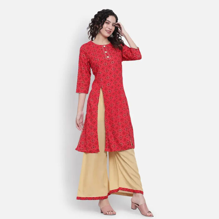 Women Cotton Rayon Kurta Palazzo Set