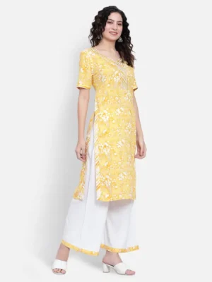 Women Cotton Rayon Kurta Palazzo Set - Image 5