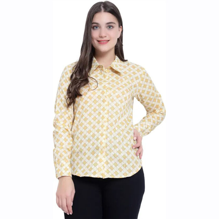 Women Regular Fit Solid Spread Collar Casual Shirt