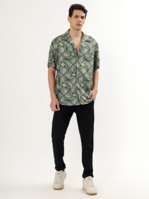 Men Casual Short Sleeve Green Shirt | NKSA Fashion