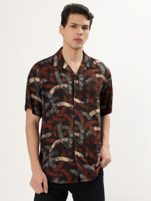 Men Casual Short Sleeve Brown Shirt | NKSA Fashion
