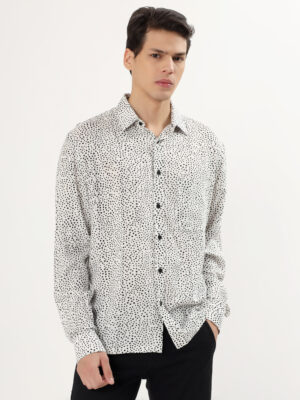 Men Casual Long Sleeve white shirt