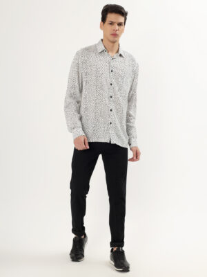 Men Casual Long Sleeve white shirt