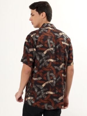 Men Casual Short Sleeve Brown Shirt | NKSA Fashion