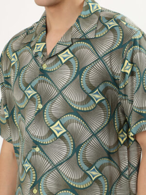 Men Casual Short Sleeve Green Shirt | NKSA Fashion