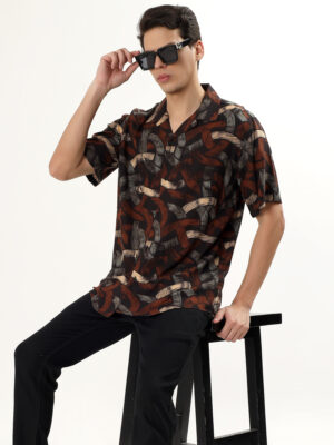 Men Casual Short Sleeve Brown Shirt | NKSA Fashion