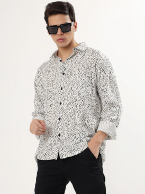Men Casual Long Sleeve white shirt