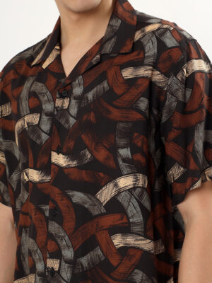 Men Casual Short Sleeve Brown Shirt | NKSA Fashion