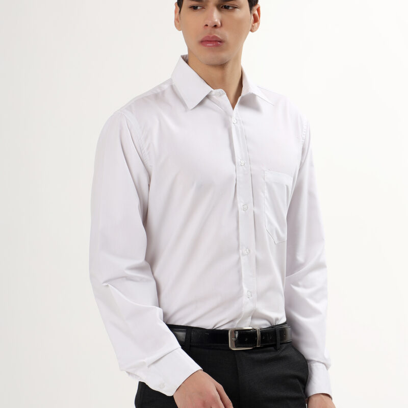 Men Formal Long Sleeve Button-Up Shirt - White