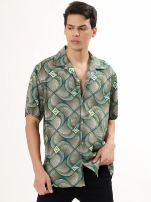 Men Casual Short Sleeve Green Shirt | NKSA Fashion