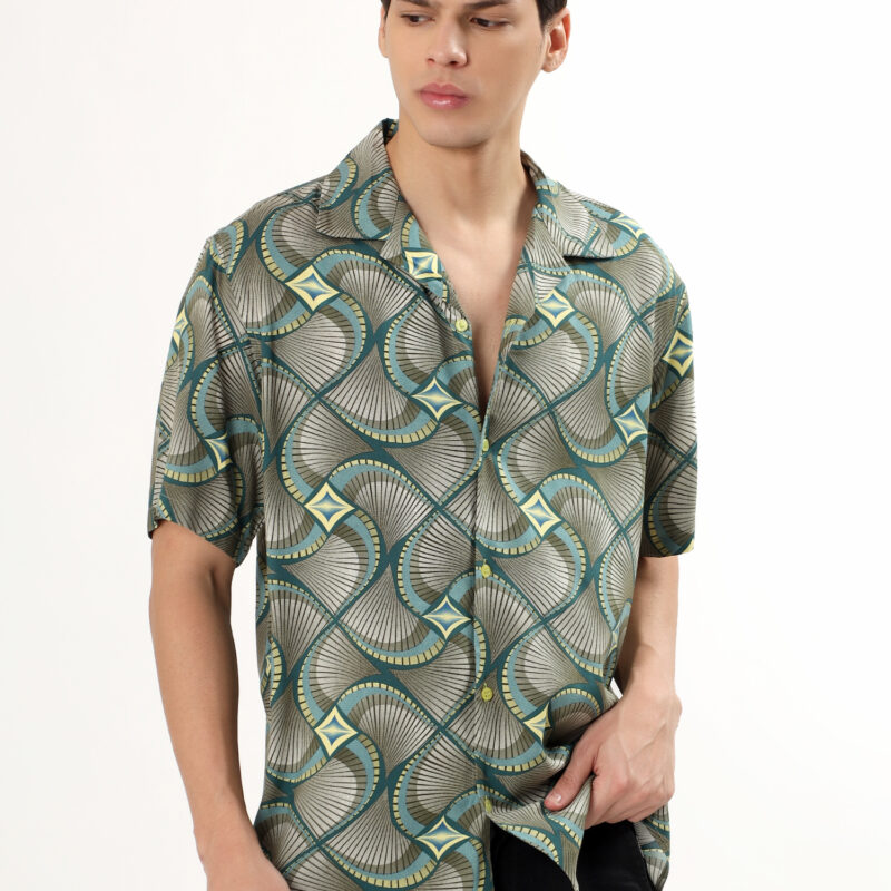 Men Casual Short Sleeve Button-Up Shirt | NKSA