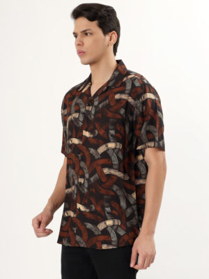 Men Casual Short Sleeve Brown Shirt | NKSA Fashion