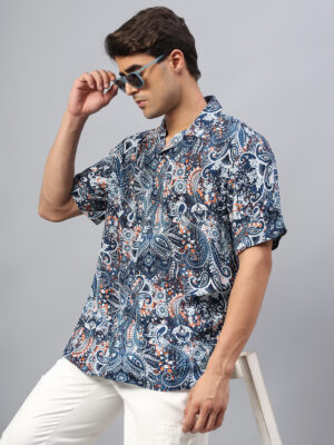 Double Collar Blue Party Shirt