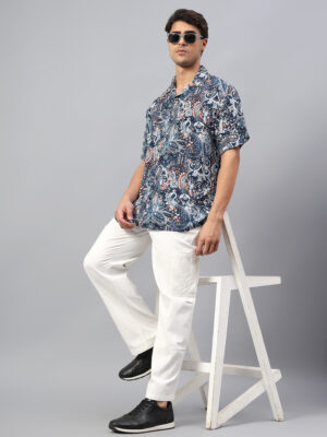 Double Collar Blue Party Shirt