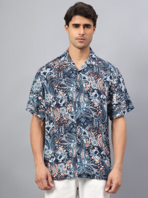 Double Collar Blue Party Shirt