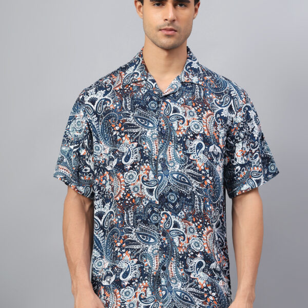 Double Collar Blue Party Shirt