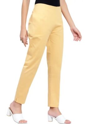 Yellow Slim Fit Trousers Nksa Fashion