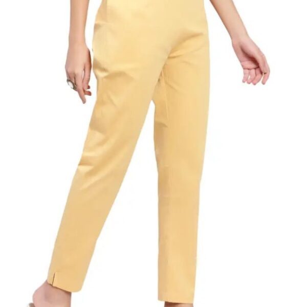 Yellow Slim Fit Trousers Nksa Fashion