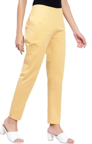 Yellow Slim Fit Trousers Nksa Fashion