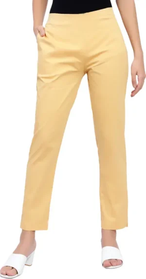 Yellow Slim Fit Trousers Nksa Fashion