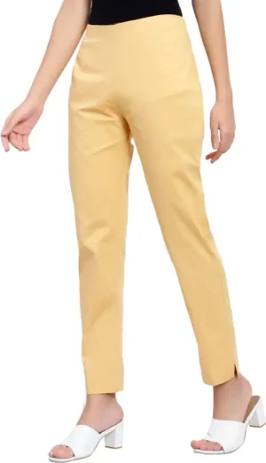 Yellow Slim Fit Trousers Nksa Fashion