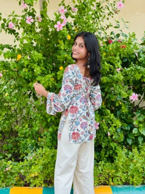 NKSA Fashion premium maroon cotton kurti for women online