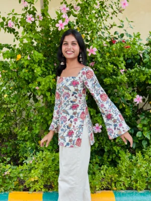 Latest floral kurti design in cotton fabric – NKSA Fashion
