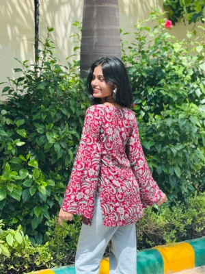 NKSA Fashion festive wear maroon kurti for women